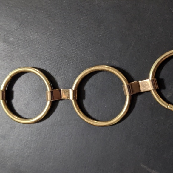 Gold Tone Open Circle Link Chain Statement Necklace - Picture 3 of 5